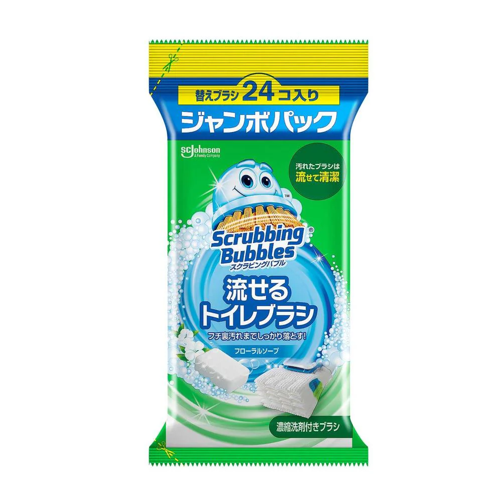 Johnson Scrubbing Bubbing Bubbles Flushable Toilet Brush Refills floral scent 24Pcs