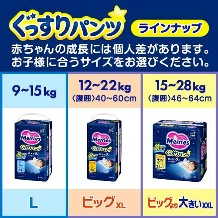 Merries Sleep Pants XXL 15-28kg 24 Pieces