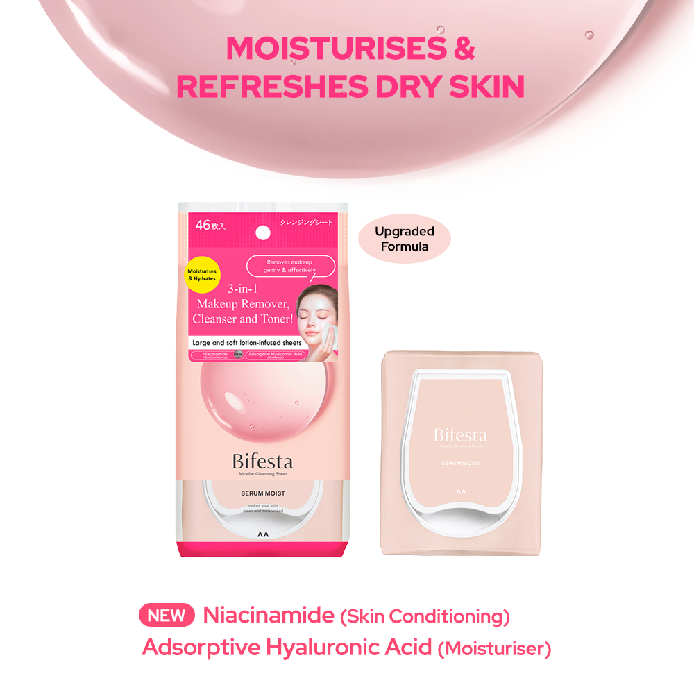 Mandom Bifesta Makeup Removal Cleaning Sheet Serum Moist Type 46pcs