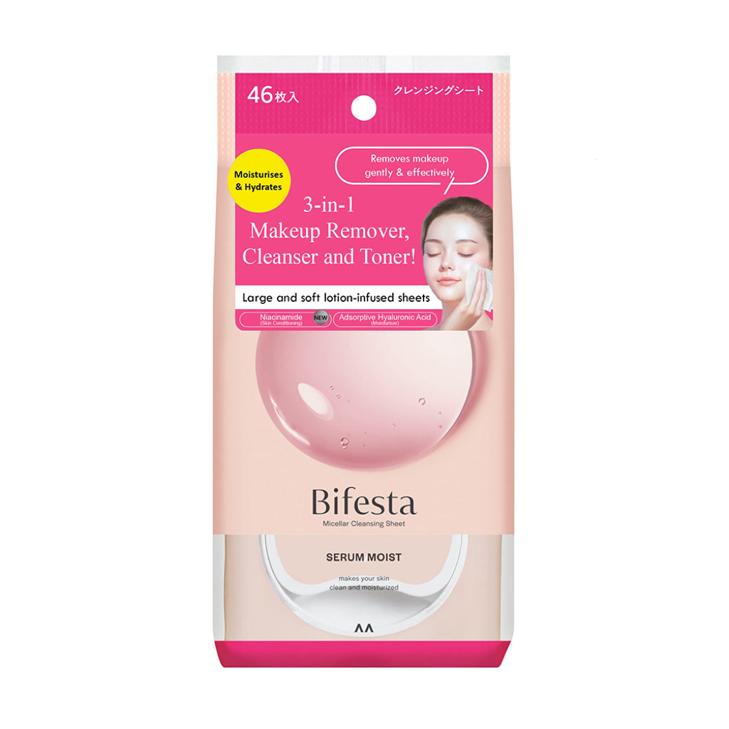 Mandom Bifesta Makeup Removal Cleaning Sheet Serum Moist Type 46pcs