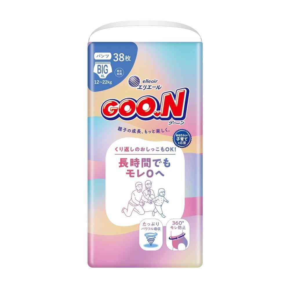 Daio Paper Goo.n Leak-Free Pants for Long-Lasting Use Weight Guideline 12kg-22kg BIG Size 38 diapers