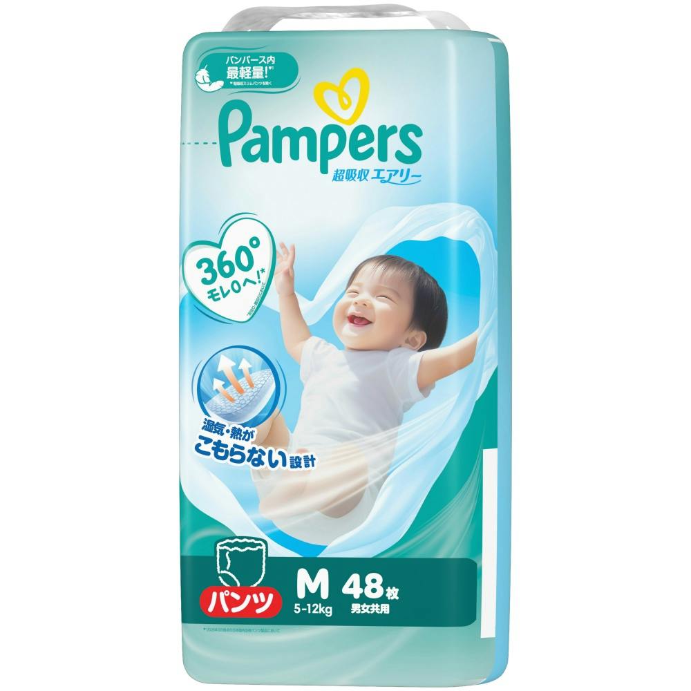 Pampers Super Absorbent Airy Pants unisex baby diapers Size M 48 diapers 5-12kg