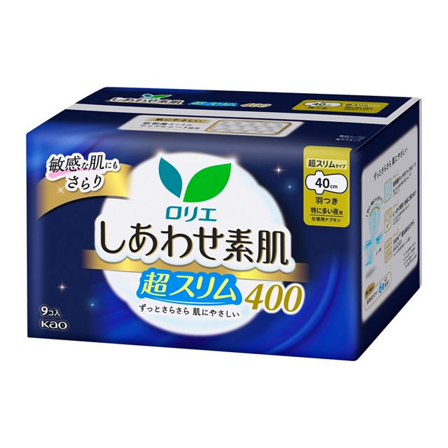 KAO Laurier Happy Skin Ultra Slim 40cm Extra Heavy Night Use 9pcs