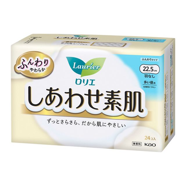KAO Laurier Happy Bare Skin For Daytime sanitary pads 22.5cm No Wings 24Pcs