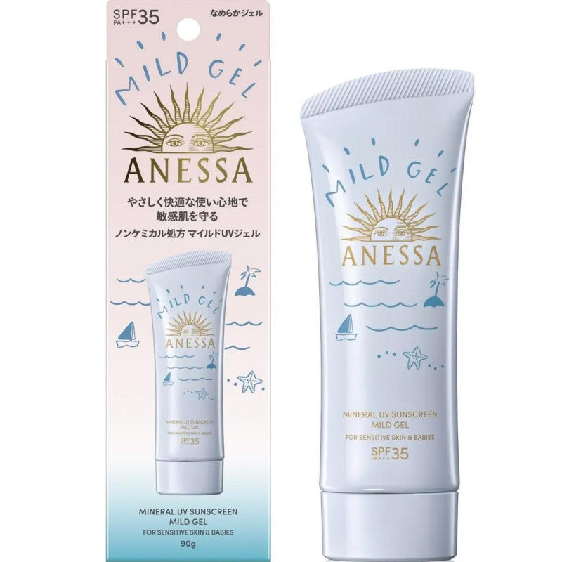 Anessa mineral uv sunscreen mild gel for sensitive skin & babies 90g spf35 pa +++