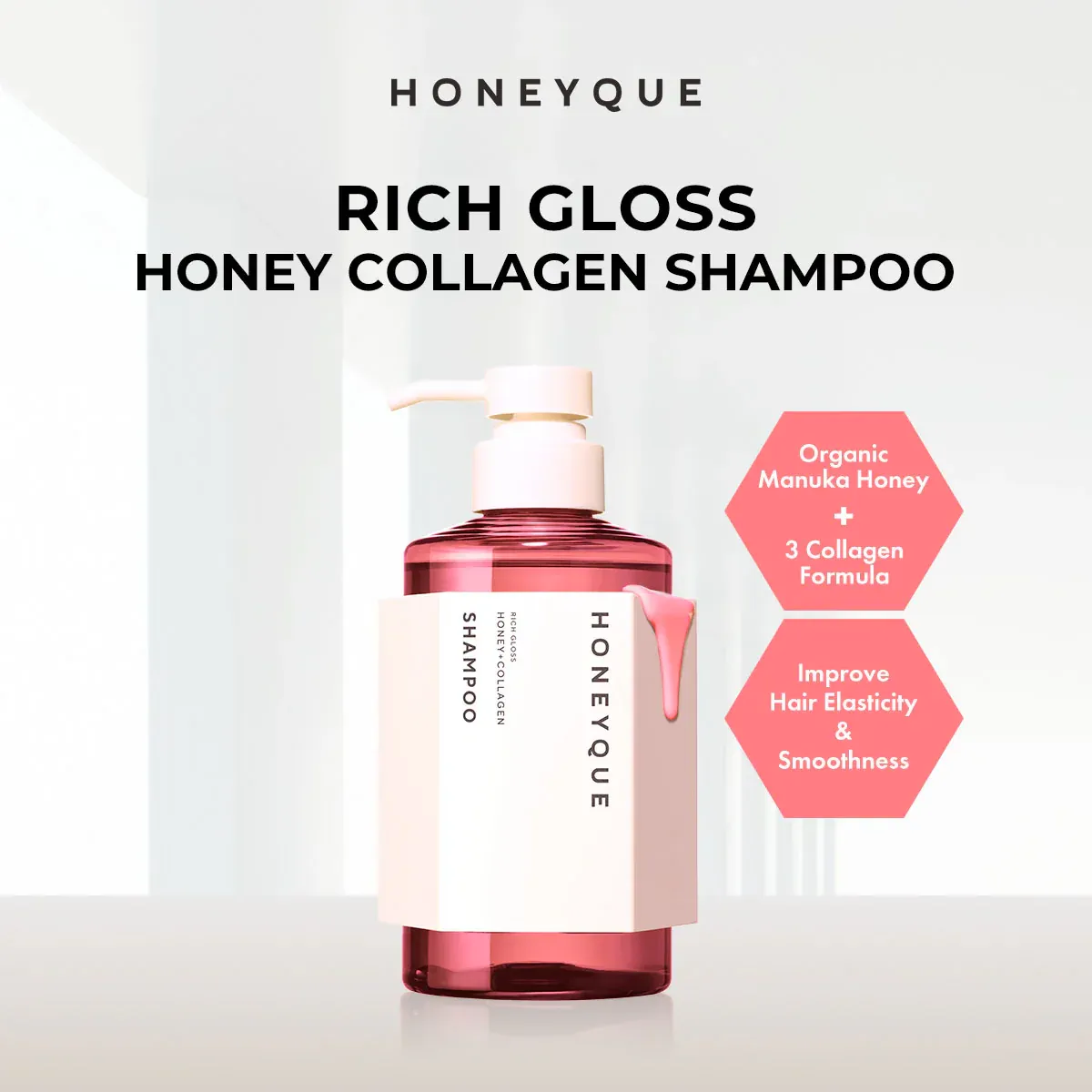 HONEYQUE Rich Gloss Honey + Collagen Shampoo 450ml
