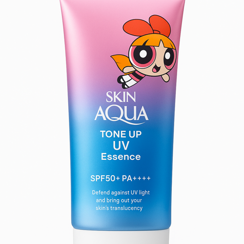 Rohto Skin Aqua Tone Up UV Essence Powerpuff Girls Limited Lavender 80g SPF50 PA++++