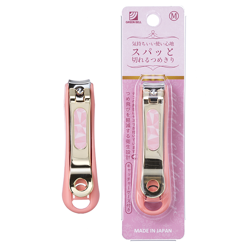 Green Bell NC-135 Gold Nail Clipper with Pink Catcher M