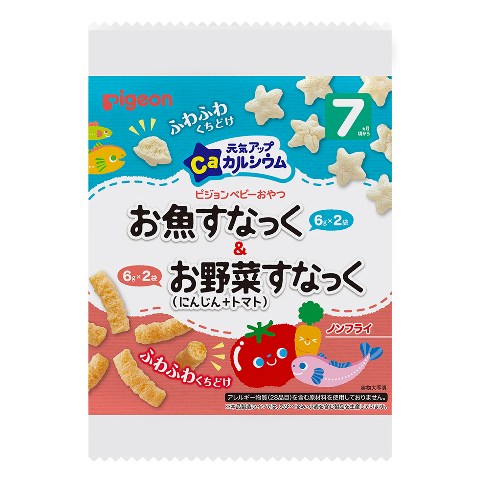 Pigeon Energy Up calcium fish snacks & carrot and tomato snacks 7+ months 6g x 4 bags