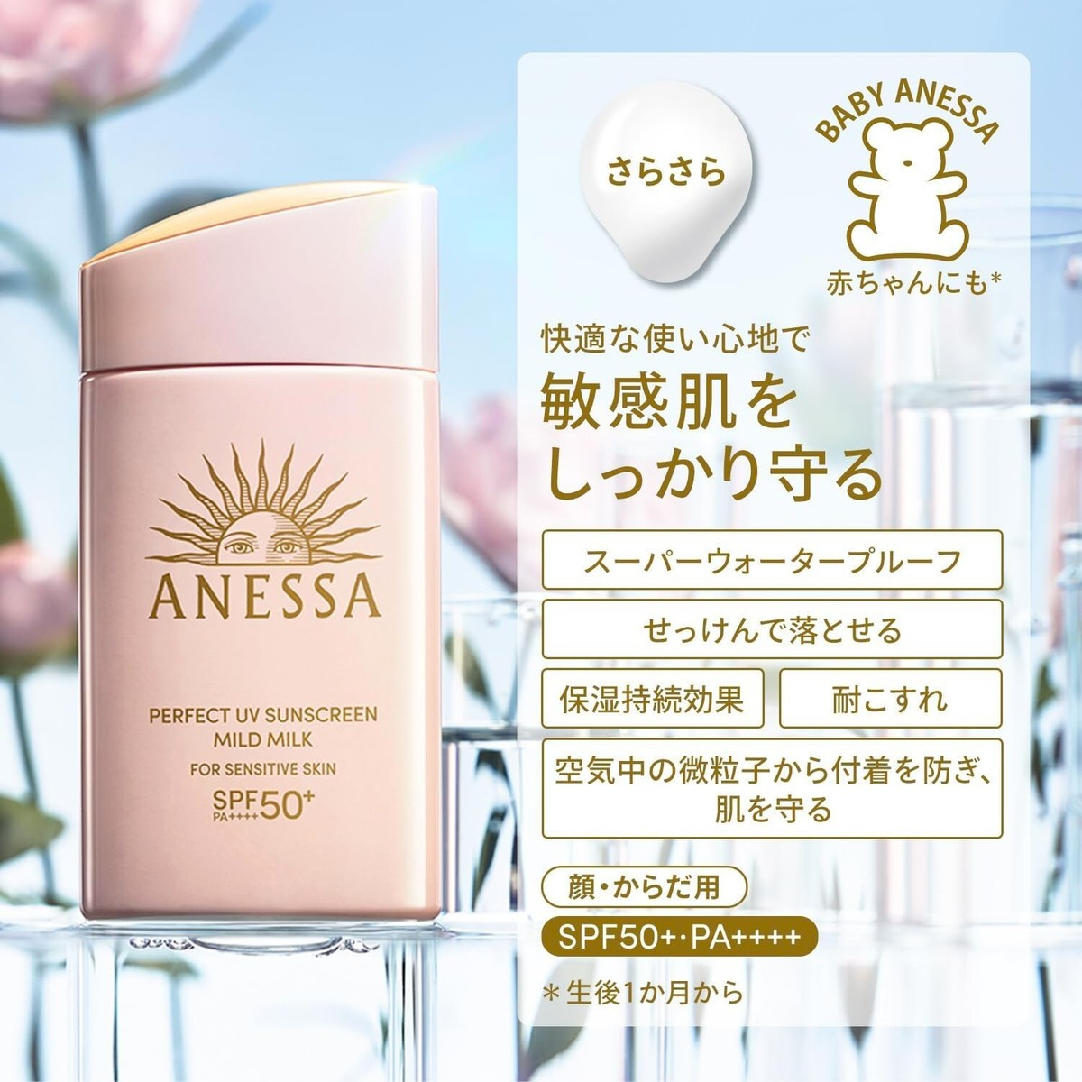 Anessa Perfect UV sunscreen Mild Milk for sensitive skin 60ml SPF50+ PA++++