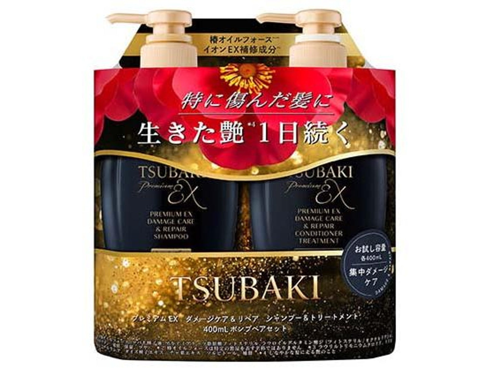 Tsubaki Premium EX Damage Care & Repair Shampoo & Treatment Pump Pair Set 400ml + 400g