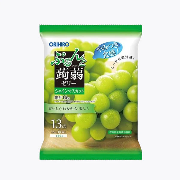 ORIHIRO Konjac Jelly Pouch Shine Muscat Grape Flavor 6 Pcs Pack