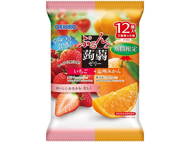 ORIHIRO 2025 Autumn Limited Edition Konjac Jelly Strawberry and Mandarin Orange Flavor 12 Pcs Pack