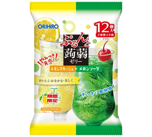ORIHIRO Plump Konjac Jelly Pouch Lemon Squash + Melon Soda