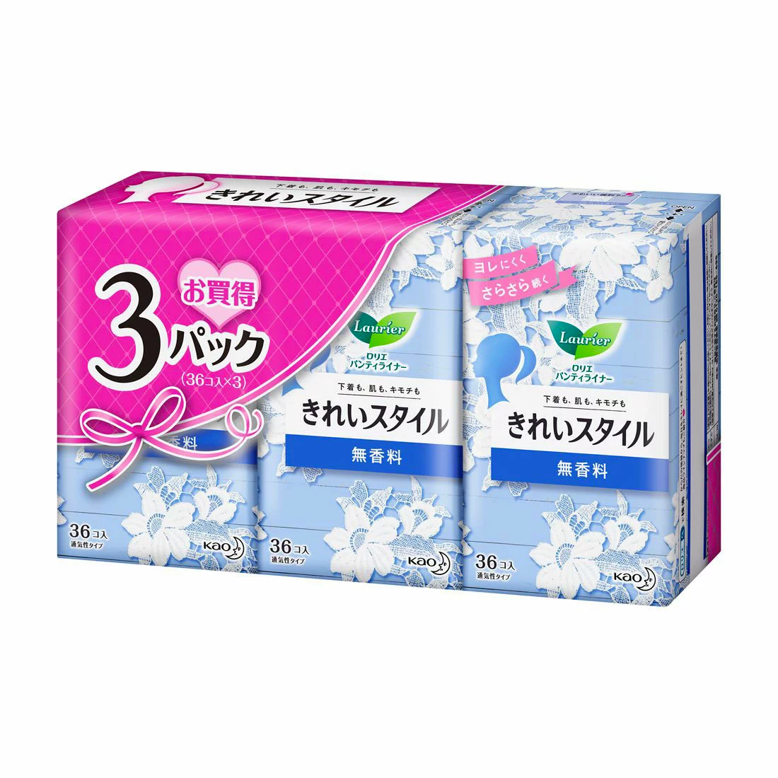 Kao Laurier Kirei Style Unscented 36 pieces x 3 packs