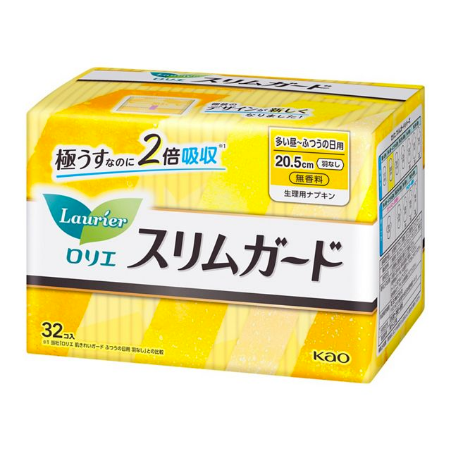 KAO Laurier Slim Guard 20.5cm for Heavy to Normal Flow Days Wingless 32pcs