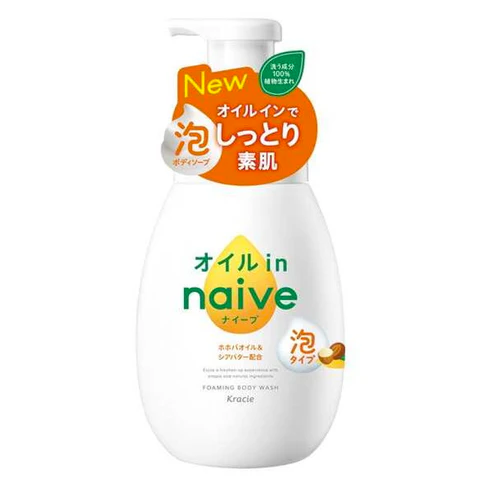 Kracie Naive Oil-In Foaming Body Wash with Shea Butter & Jojoba 600ml