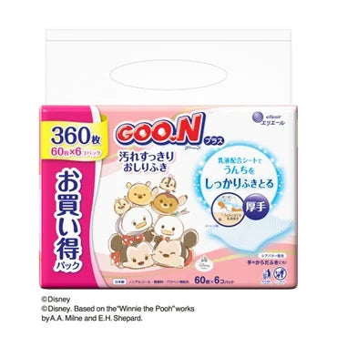 Goo.n Plus Baby Wipes Thick and Clean 60 wipes x 6 packs