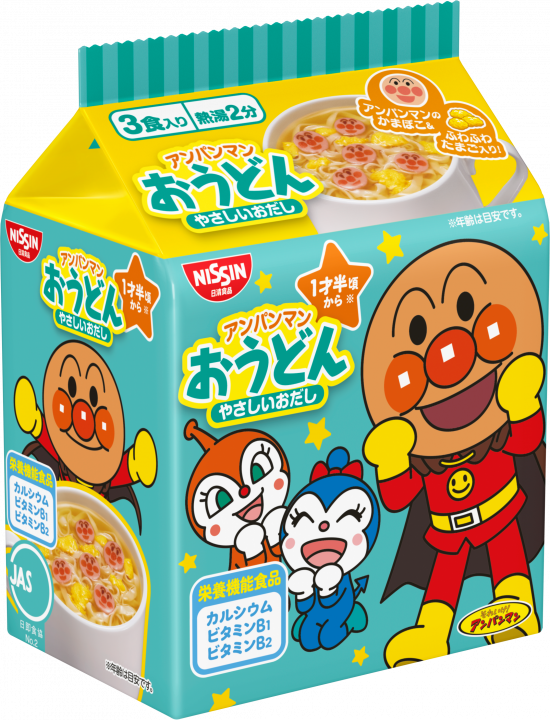 Nissin Anpanman Udon Noodles with Mild Broth (3-pack)