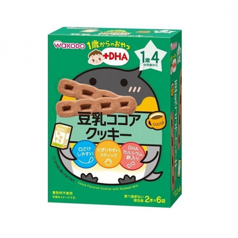 Wakodo Baby Snacks Low Sweetness Soy Milk Cocoa Biscuits  16+ Months