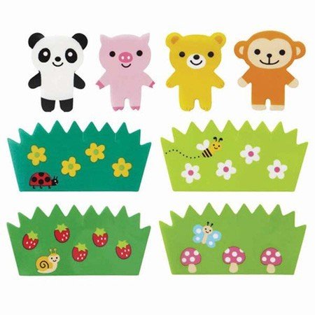 M'SA Microwavable Bento Food Partition Sheet Set animal 16 pieces