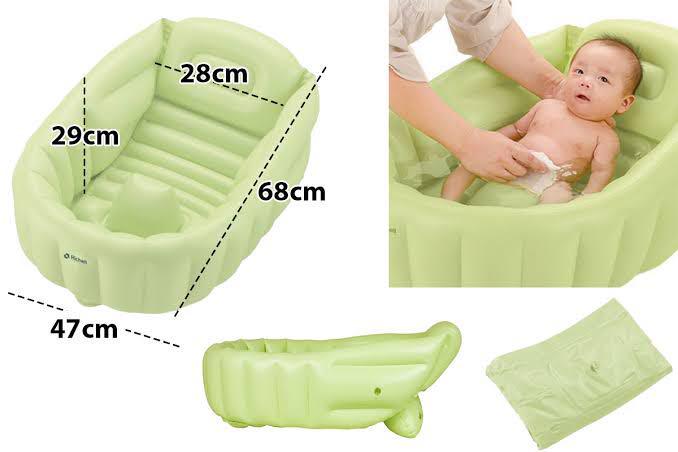 Richell inflatable soft baby bath Green
